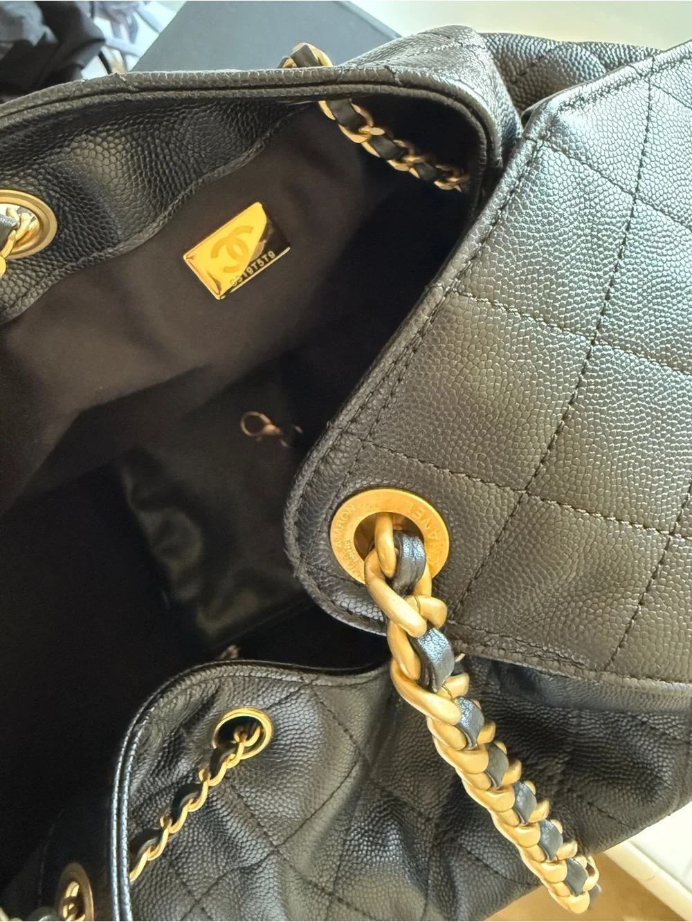 Chanel 25 Black, Medium, Antique Gold Hardware